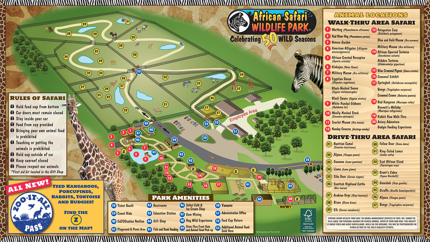 african safari wildlife park map