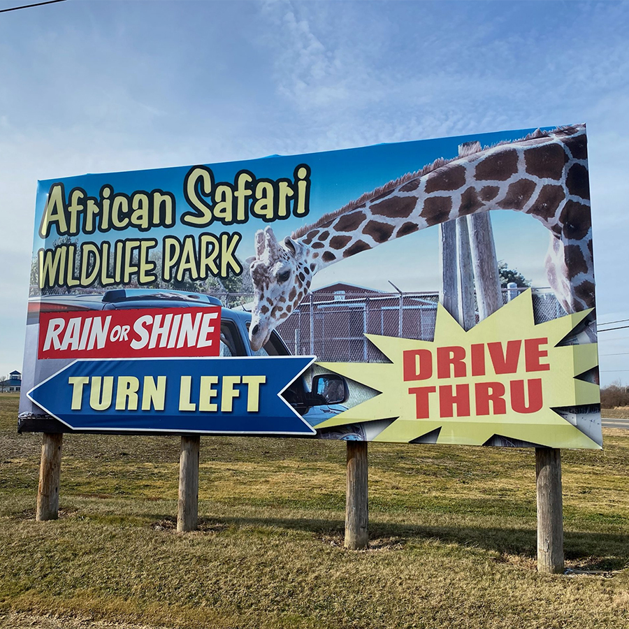 african safari wildlife park billboard